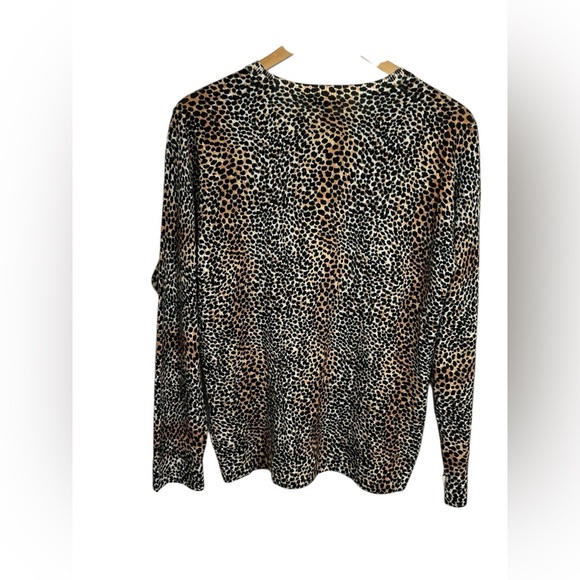 Equipment Femme Sweater Leopard Cheetah Animal Print 100% Wool Women's Size S - Picture 9 of 10